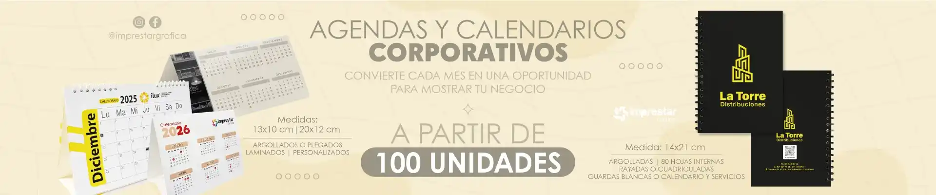 Agendas y calendarios corporativos personalizados en Medellín, con impresión de marca empresarial.